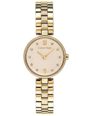 Calvin Klein Textured Bezel Shimmer Dial Watch - Metallic