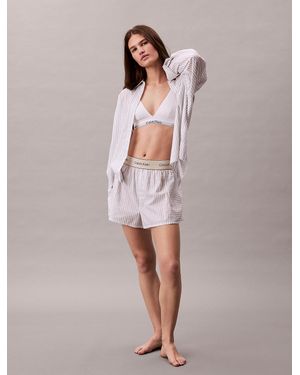 Calvin Klein Cotton Poplin Logo Pyjama Shorts - Multicolour