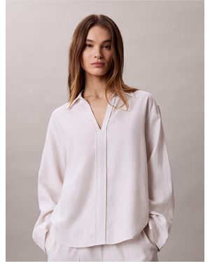 Calvin Klein Linen Blend Tunic Shirt - Multicolor