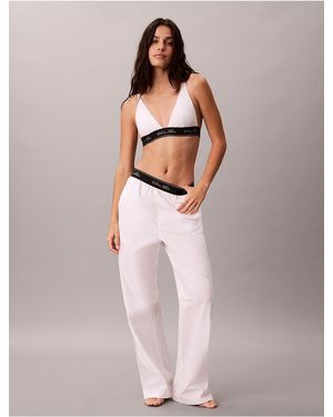 Calvin Klein Cotton Poplin Script Sleep Pants - White