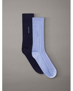 Calvin Klein 2 Pack Soft Stretch Stripe Crew Socks - Blue