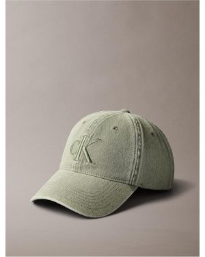 Calvin Klein Embroidered Monogram Denim Cap - Green