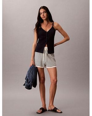 Calvin Klein Jeans Cotton Stripe Knit Shorts - White