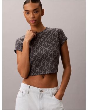 Calvin Klein Calvin Klein Emblem Logo Baby Tee - Gray