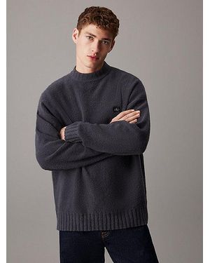 Calvin Klein Lässiger Pullover Aus Baumwoll-Bouclé - Blau