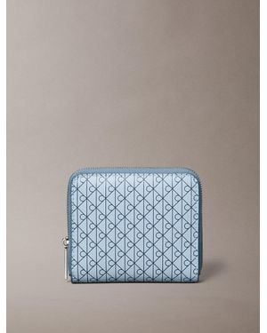 Calvin Klein Portafoglio Con Zip Quadrato Con Monogramma All-Over - Blu