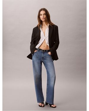 Calvin Klein 90S Straight Cotton Linen Jeans - Blue