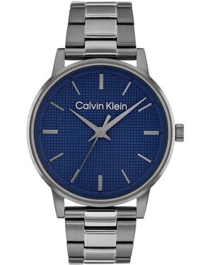 Calvin Klein Textured Dial Link Bracelet Watch - Blue