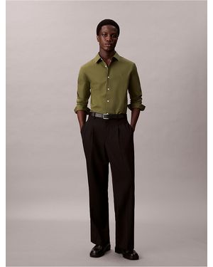 Calvin Klein Cotton Stretch Poplin Slim Button-Down Shirt - Multicolor