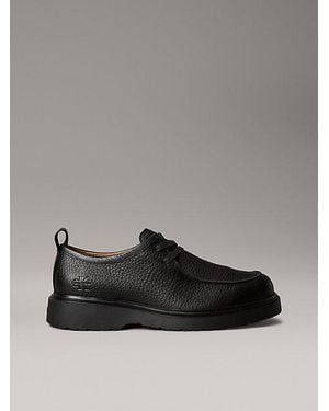 Calvin Klein Jeans Pebbled Leather Lug Sole Derby Shoes - Grey