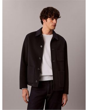 Calvin Klein Double-Faced Wool Blend Reversible Chore Jacket - Gray