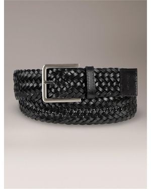 Calvin Klein Leather Braided Belt - Black