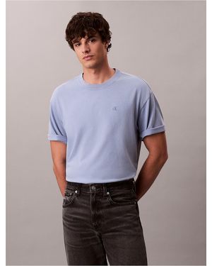 Calvin Klein Calvin Klein Cotton Jersey Monogram Logo Relaxed T-Shirt - Blue