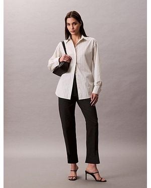 Calvin Klein Cotton Stretch Straight Chino Trousers - Natural