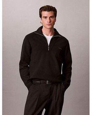 Calvin Klein Soft Knit Quarter Zip Jumper - Black