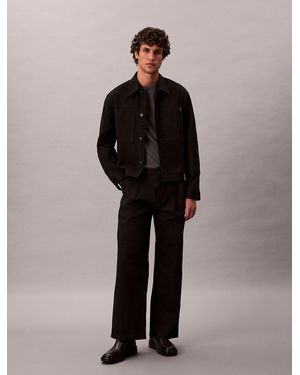 Calvin Klein Pantalon Plissé En Sergé - Noir