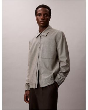 Calvin Klein Wool Houndstooth Shirt Jacket - Gray