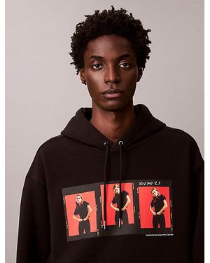 Calvin Klein Kate Moss Fleece Graphic Relaxed Hoodie - Black
