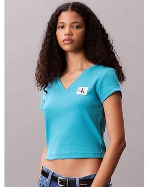 Calvin Klein Cropped Windbreaker - Blau