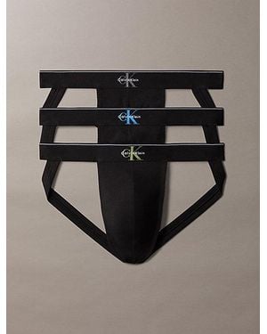 Calvin Klein 3 Pack Jock Straps Graphic Monogram Cotton - Black