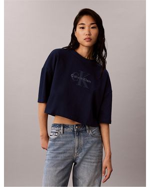Calvin Klein Calvin Klein Denim Monologo Boxy T-Shirt - Blue