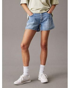 Calvin Klein Denim Mom Shorts - Blauw