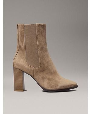 Calvin Klein Suède Chelsea Boots Met Hak - Bruin