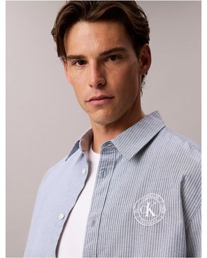 Calvin Klein Calvin Klein Yarn-Dyed Stripe Oxford Relaxed Shirt - Gray