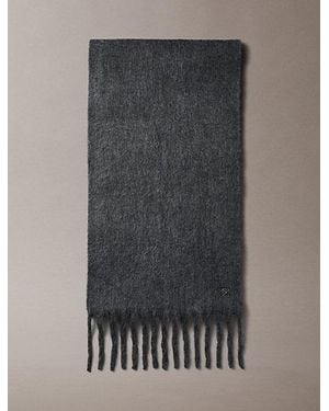 Calvin Klein Wool Blend Emblem Logo Scarf - Grey