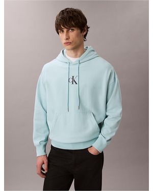 Calvin Klein Calvin Klein Monogram Logo Premium Fleece Hoodie - Blue