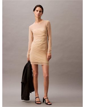 Calvin Klein Calvin Klein Layered Mesh Mini Dress - Natural