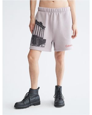 Calvin Klein Standards Ruins Graphic Fleece Shorts - Multicolor
