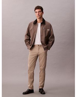Calvin Klein Slim Cotton Stretch Chino Trousers - Brown