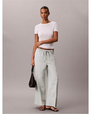 Calvin Klein Linen Blend Wide Leg Pants - Multicolor