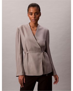 Calvin Klein Viscose Jacquard Wrap Blazer - Brown