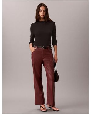 Calvin Klein Calvin Klein Faux Leather Ultra High Wide Pants - Red