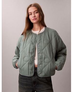 Calvin Klein Allover Emblem Logo Quilted Liner Jacket - Grey