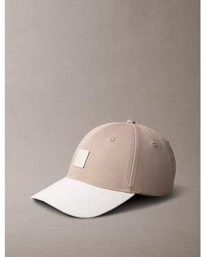 Calvin Klein Mixed Media Colourblock Emblem Logo Cap - Natural