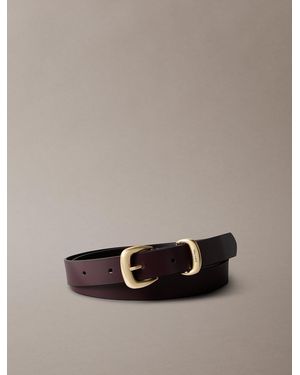 Calvin Klein Full Grain Leather Chunky Buckle Belt - Brown