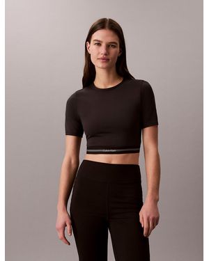 Calvin Klein Cropped Quick-Dry Performance Gym T-Shirt - Black