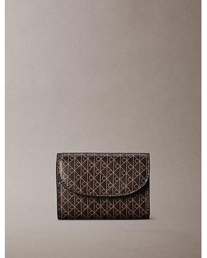 Calvin Klein Allover Emblem Logo Coin Wallet - Brown