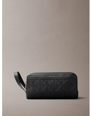 Calvin Klein Embossed Emblem Logo Dopp Kit - Grey
