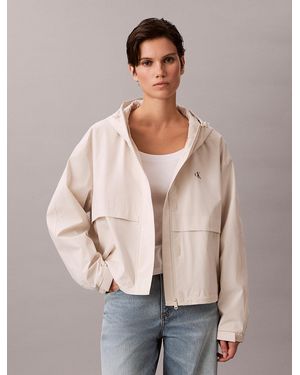 Calvin Klein Relaxed Hooded Tech Jacket - Natural