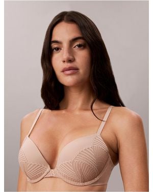 Calvin Klein Perfectly Fit Lace Push Up Plunge Bra - Natural