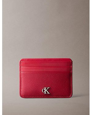 Calvin Klein Leather Rfid Monogram Cardholder - Red