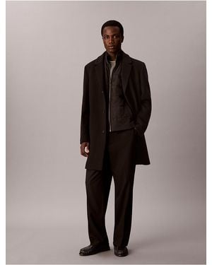 Calvin Klein 3-In-1 Wool Blend Coat & Vest - Black