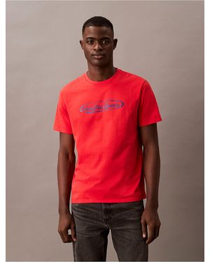 Calvin Klein Calvin Klein Ckj Lasso Graphic Crewneck T-Shirt - Red