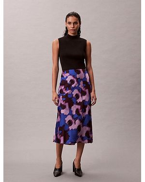 Calvin Klein Falda slip midi estampada - Morado