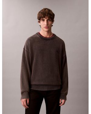 Calvin Klein Relaxed Monogram Cotton Jumper - Brown