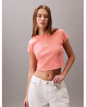 Calvin Klein Schmales Monogramm-T-Shirt - Orange